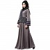 Polka dotted designer abaya- Grey Polka dotted designer abaya- Grey